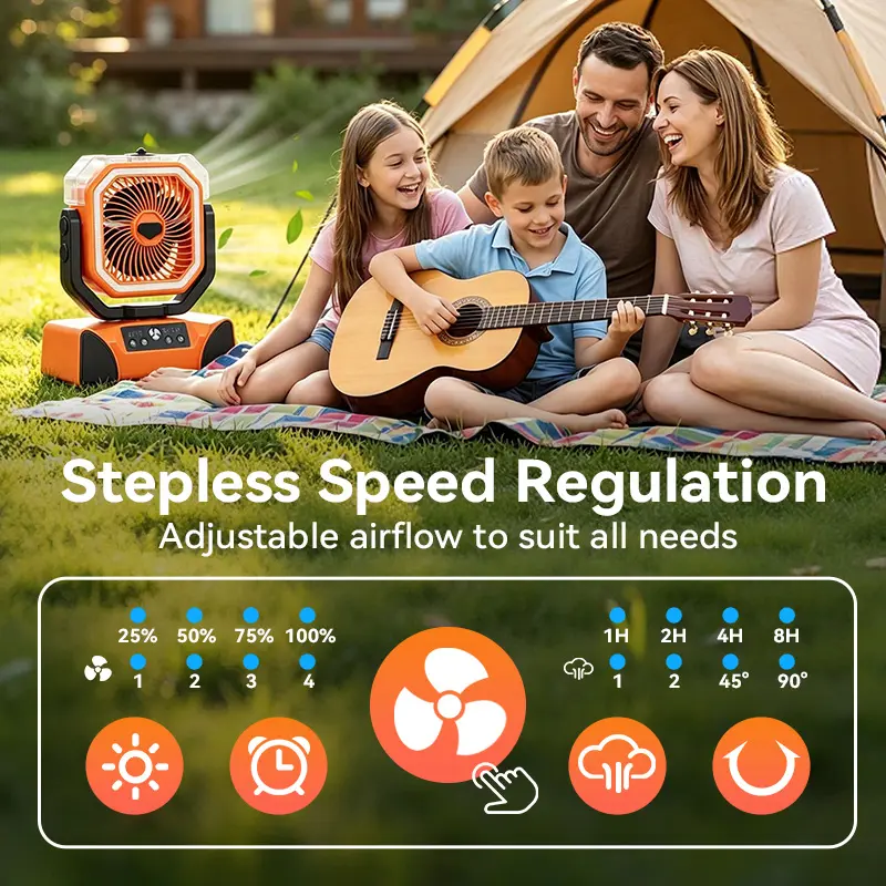 Qawtor 2026 Upgraded Misting Fan, Rechargeable Camping Fan with 20000mAh Battery, LED Lantern, 360° Rotating Hook, Portable Outdoor Fan for Tent, RV Trips, Travel, Power Outages & Back to School