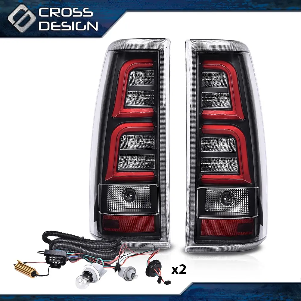 CROSSDESIGN Water Resistant LED Tail Lights with Harness, LED Backlights, Vehicle & Truck Accessories, Fit for 99-06 Chevy Silverado & 2001-2006 GMC Sierra (Left & Right, Red Black), Car Lights, Impactready Shell
