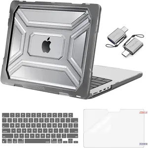 MOSISO Compatible with MacBook Pro 14 inch Case 2025 2024-2021 M5 M4 M3 M2 M1 A3434 A3112 A3185 A3401 A2918 A2992 A2779 A2442, Heavy Duty Hard Shell Case with TPU Bumper&Keyboard Cover&Pouch, Gray