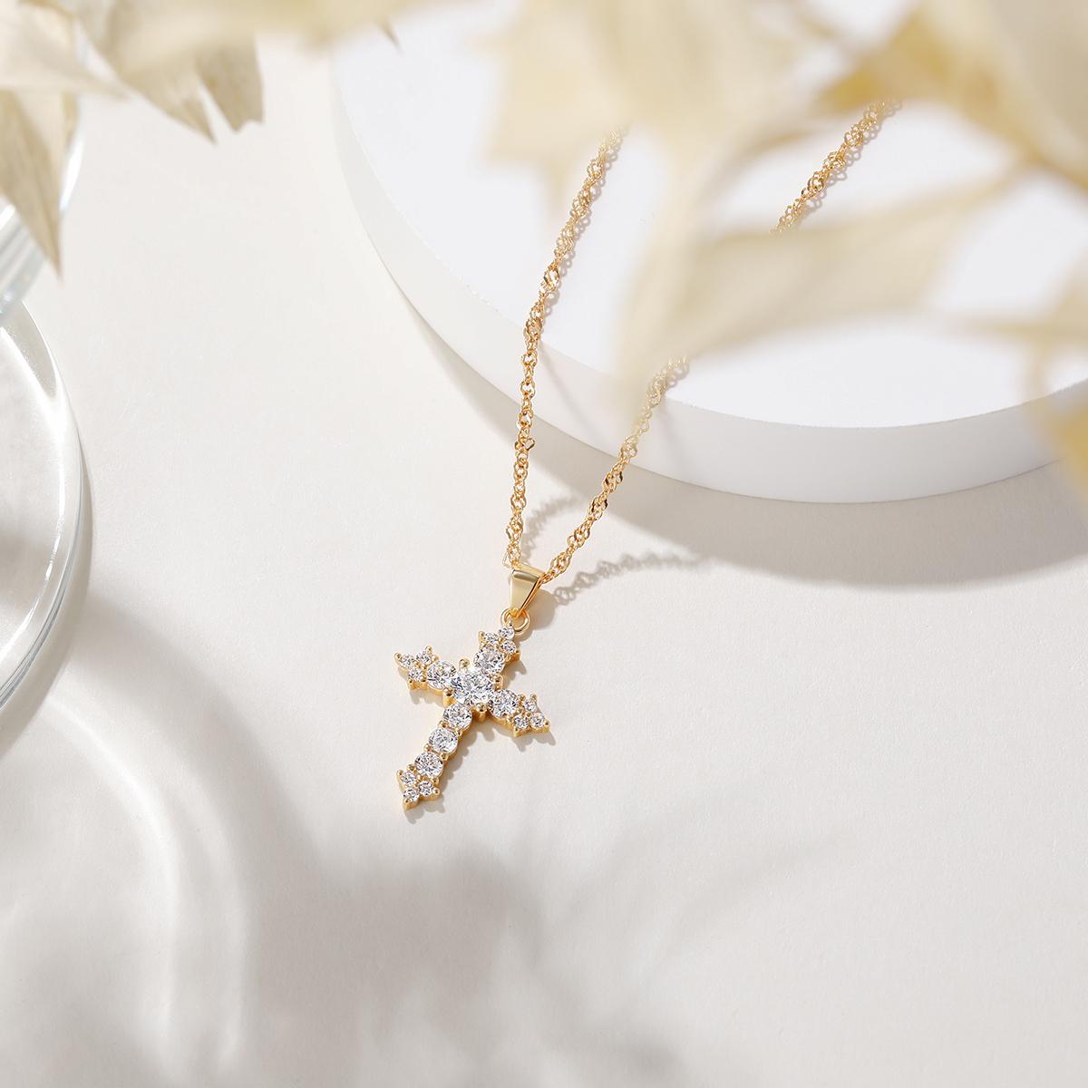 EAMTI 18K Gold Plated 925 Sterling Silver Cross Necklace Dainty Small Cross Pendant Choker Cubic Zirconia Charm Pendant Chain Necklace Best Friend Birthday Gifts for Women Sister Mom Wife Her Friend Party EAMTI 18K Gold Plated 925 Sterling Silver Cross Necklace Dainty Small Cross Pendant Choker Cubic Zirconia Charm Pendant Chain Necklace Best Friend Birthday Gifts for Women Sister Mom Wife Her Friend Party