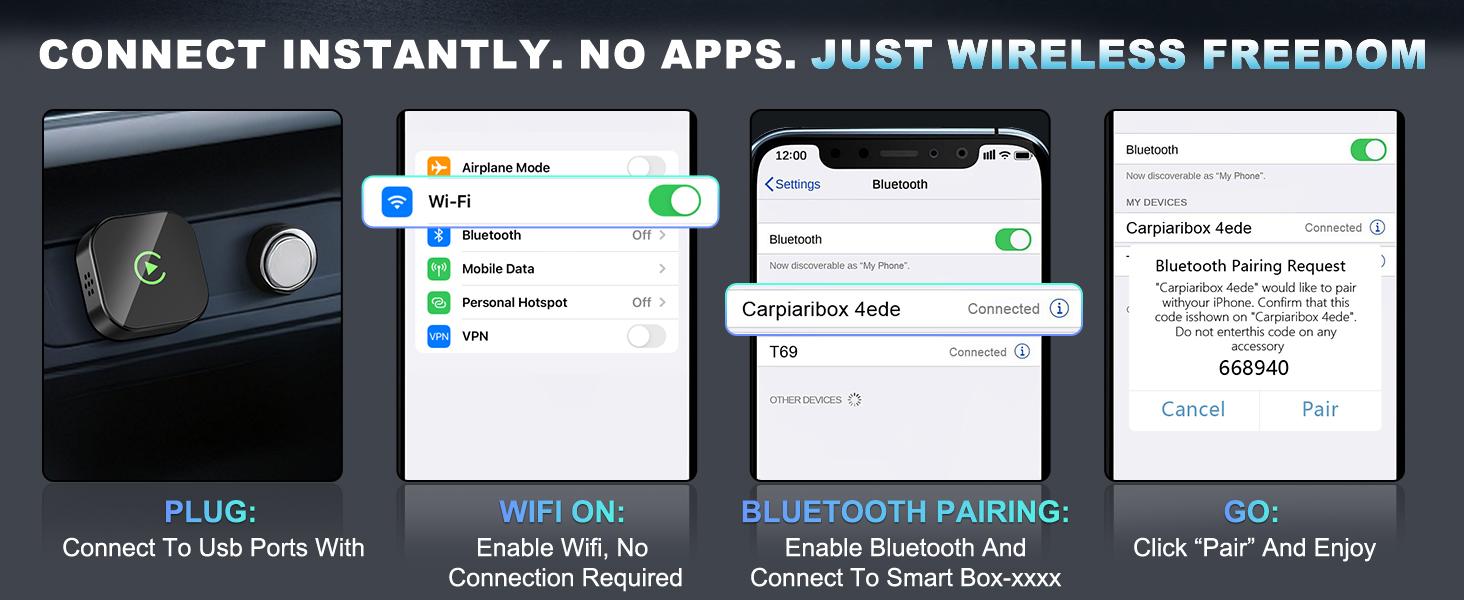 2025 Wireless carplay Adapter for iPhone/Android - Fast Connection,No Latency,Hands-Free Call wireless adapter Electronic Charger carplay dongle, suitable for factory wired CarPlay cars from 2016+,TIKTOKBLACKFRIDAY