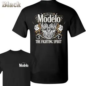 Fighting Spirit Sugar Skull Graphic T-Shirt, Unisex 100% Cotton Crew Neck Short Sleeve with Day of the Dead Floral Print