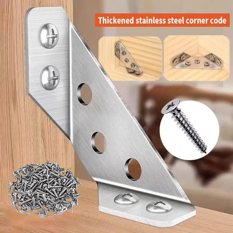 Stainless Steel Corner Brace,90°Right AngleSupport Bracket for Cabinets & Furniture, IndustriaHardware Accessories wood corner brace angle brace support L-Shaped Corner Brackets Universal Steel Angle Brackets