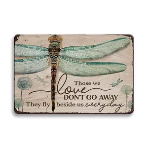 Vintage Dragonfly Metal Wall Sign with Quote – Rustic Farmhouse Inspirational Home Garden Wall Decor