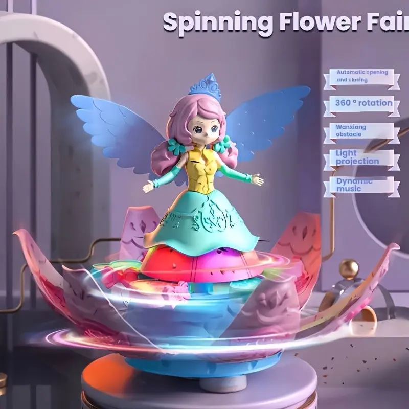 Dancing Princess Fairy Toy for Girls, Cute, Lights and Music, 360 Degree Rotation, Auto Obstacle Avoidance, Birthday Gift, Christmas Gift, Halloween Gift