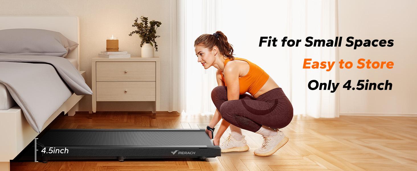 Merach Under Desk Treadmill, 2-in-1 Walking Pad for Walking and Jogging 2.5HP Low-Noise Treadmill with Remote Control Lanyard 265lbs Weight Capacity Home Exercise Equipment Home Gym Equipment Summervibes