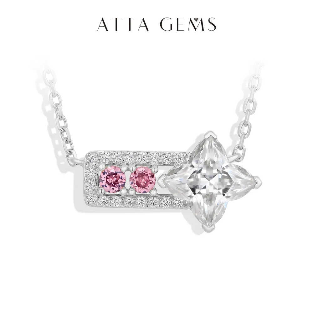 ATTAGEMS 3.0CT Four-Leaf Clover Cut D Color VVS1 Synthetic Moissanite Necklace for Women 925 Sterling Silver Necklace Daily Wear Anniversary Valentine's Day Gifts Fine Jewelry N069