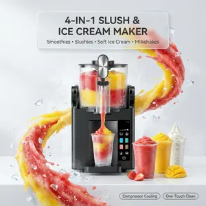 2-in-1 Slush and Ice Cream Maker - 6 Modes for Smoothies slushie machine, Milkshakes, Cocktails, Margaritas, and Ice Cream, Double-Layer Tank, Ice Cream Cone Holder, Self-Cleaning - Perfect for Home Use