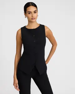 Express Studio Stretch Twill Boat Neck Cutaway Blazer Vest