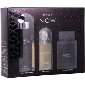 Rave Now Set-Eau De Parfum Spray 3.4 Oz & Perfumed Spray 6.67 Oz & Fresh Hair Mist 1.7 Oz For Men