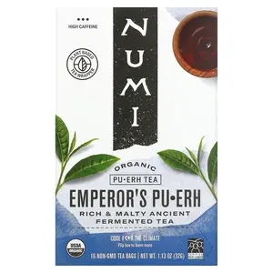Numi Tea Organic Pu-Erh Tea, Emperor's Pu-Erh, 16 Tea Bags, 1.13 oz (32 g)
