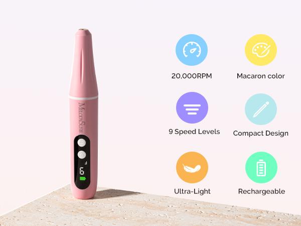 MelodySusie PC90G Rechargeable Nail Drill 20000RPM, Portable Electric Nail File with Sanding Kit for Manicure & Pedicure, Cordless Efiles for Acrylic Nails Lightweight Nail Care Tool for Home & Salon