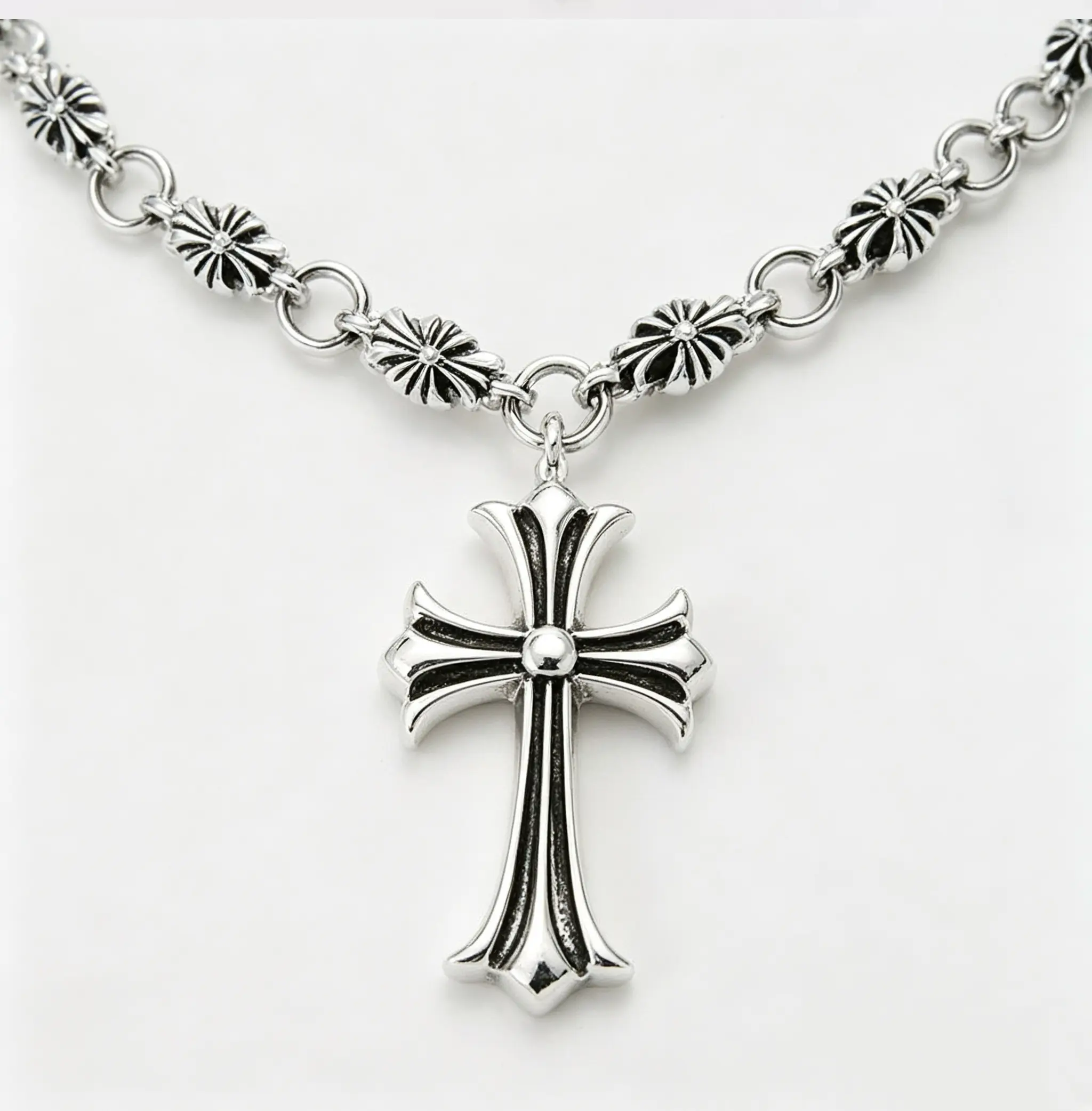 Vintage Cross Necklace for Men Women | Stainless Steel Pendant Chain | Y2K Trendy Jewelry Gift