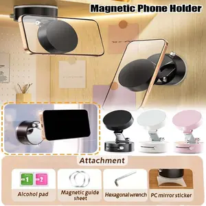 Reusable Suction Cup Magnetic Phone Holder for Wall Phone Mount for Shower, Mirror, Kitchen, Window & Bathroom, Shower Phone Mount for iPhone 17 16, 15, 14, 13, 12 & All Phones