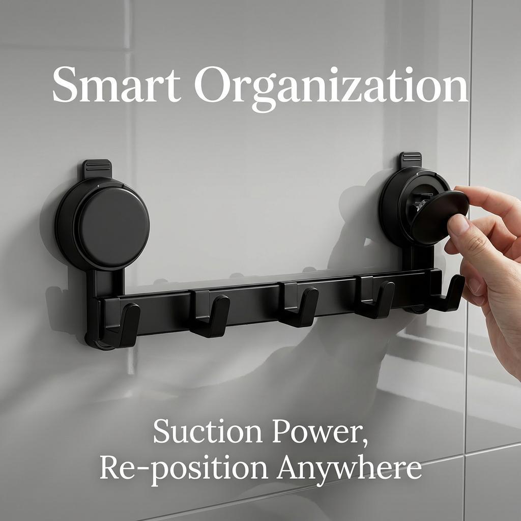 Over-the-Door Suction Cup Hook Rack – No-Drill & Removable, Heavy-Duty Load-Bearing | Bathroom & Entryway Coat Hanger Organizer