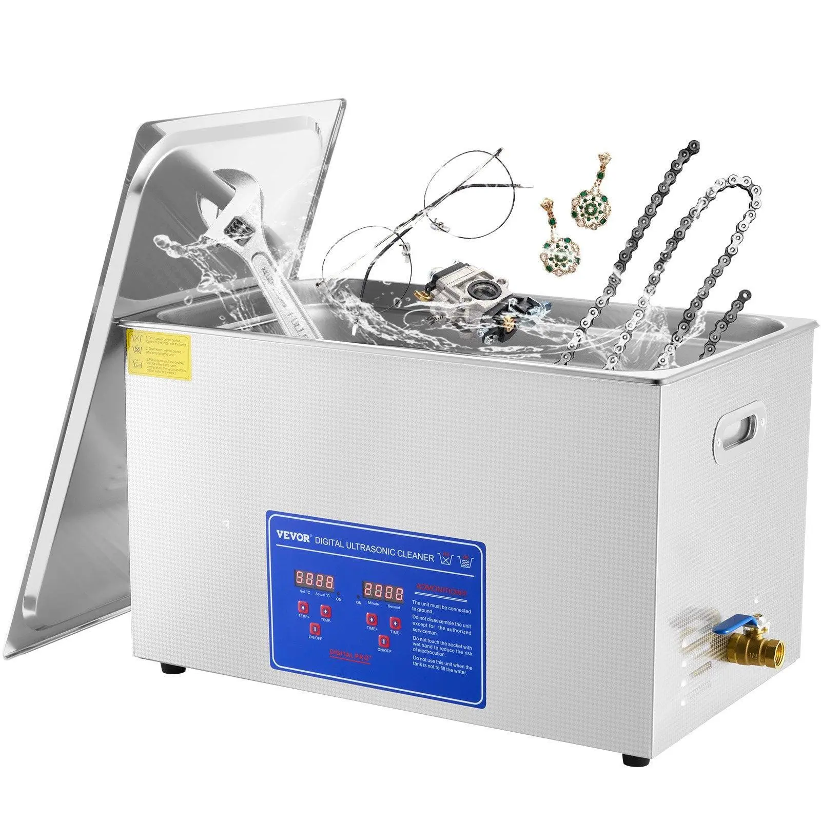 【SummerFinds】VEVOR Professional Ultrasonic Cleaner, Max. 30L Ultrasonic Jewelry Cleaner with Digital Timer & Heater, Stainless Steel Industrial Sonic Cleaner 40kHz for Glasses, Watches, Rings, Small Parts VEVOR Super Brand Day