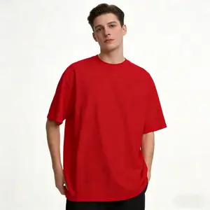 Solid Red Oversized 100% Cotton Plain T-Shirt – Heavyweight Loose-Fit Essential Tee for DIY, Streetwear & Everyday Casual Outfits