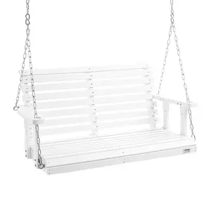 VEVOR Wooden Porch Swing 4 ft,  , Patio bench swing for Courtyard & Garden, Upgraded 880 lbs Strong Load Capacity, Heavy Duty Swing Chair Bench with Hanging Chains for Outdoors, White