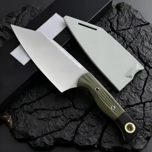 A fixed-blade knife with a G10 handle and high-hardness D2 steel, delivering smooth, even cuts.Suitable for camping, hiking, outdoor use, and home use