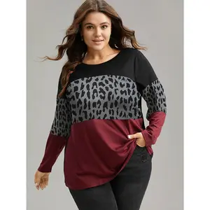 【Summer Turn-Up】BLOOMCHIC Plus Size Plaid Contrast Patchwork Round Neck T-shirt [M-6X] 2026 Summer Vibes Swimweek,summerwins,Summer wins,Deals for you days Fit Fabric