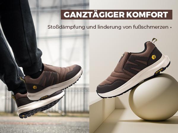 FitVille Men's Explorer Outdoor Slip-On Sneakers V2 Durable Synthetic Leather Rubber Sole for Casual Walking and Running Outdoorfun Athletic Shoes Mesh Shoes SpringStatements