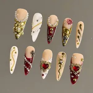 NailVesta BAROQUE BLISS – 100% Handcrafted 3D Press-On Nails | Reusable, Long-Lasting, Salon-Quality