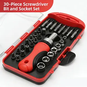 30-Piece Ratchet Screwdriver and Socket Bit Set tool kit set screw driver Wake-up sleeve