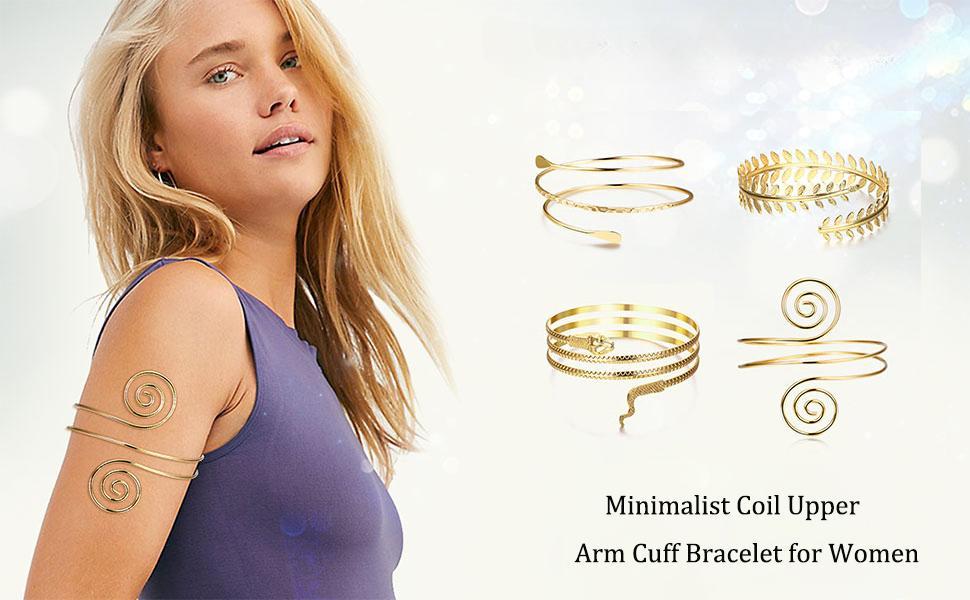 Jstyle 3-6count Minimalist Coil Upper Armband Adjustable Cuff Armlet Arm Cuff Bracelet Filigree Swirl Daily Jstyle 3-6count Minimalist Coil Upper Armband Adjustable Cuff Armlet Arm Cuff Bracelet Filigree Swirl Daily