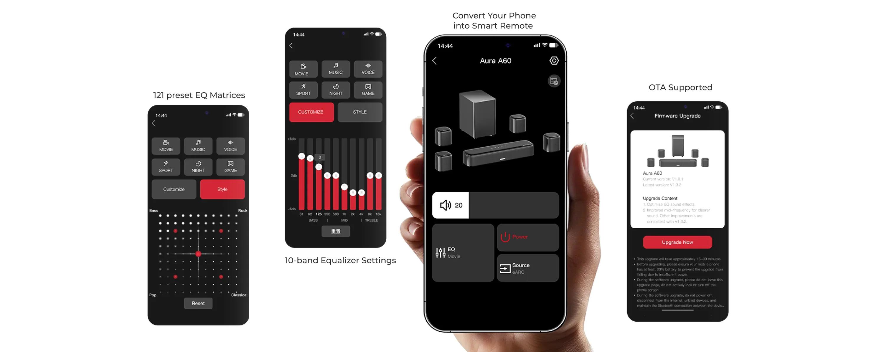 ULTIMEA 7.1ch Soundbar with Dolby Atmos, Surround Sound System for TV with 4 Surround Speakers, Sound Bar for Smart TV with App Control, Soundbar with Subwoofer for Home Theater, HDMI eARC, Bluetooth,  Aura A60