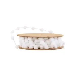 8mm Wired Pom Pom | White | 25 Yard Roll