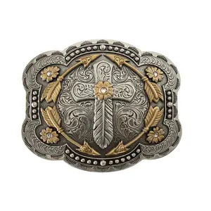 Cross & Feather Western Belt Buckle