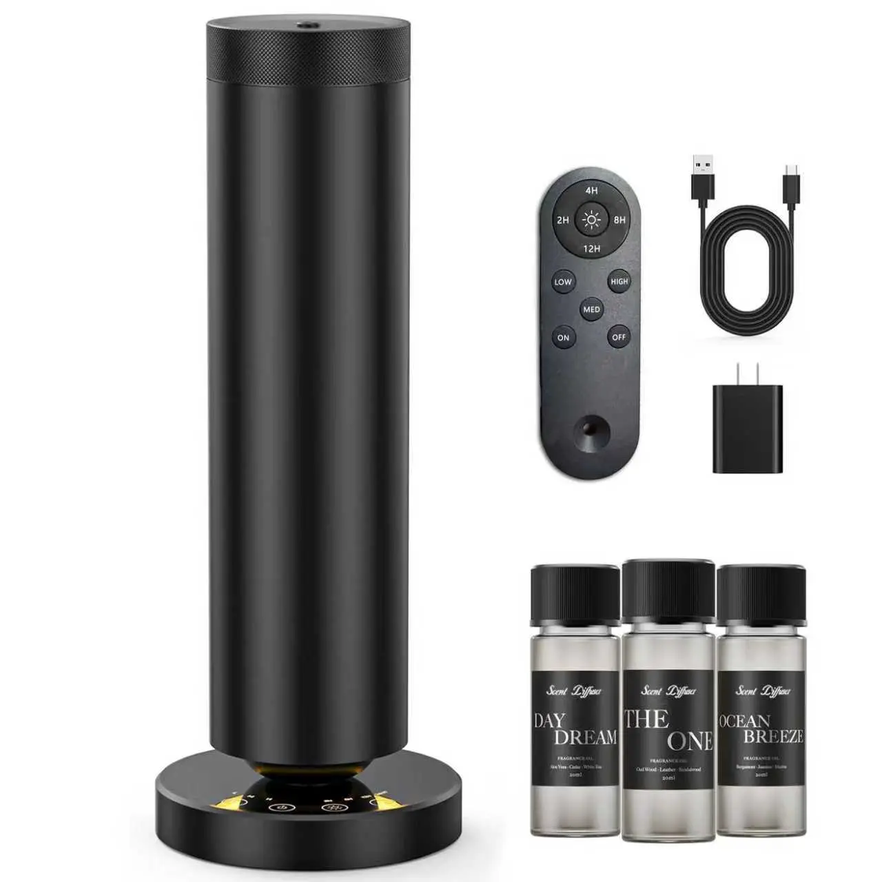 Hotel Fragrance Collection Waterless Diffuser, Portable Rechargeable Aromatherapy Machine with 3 Pure Essential Oils & Timer, 1000 Sq Ft Coverage, Adjustable Night Light for Bedroom Living Room Travel, Luxury Gift for Her