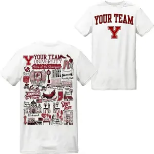 Custom University Hand Sketched T-Shirt - White, Personalized College, Game Day Sports, Cozy Vintage-Style Top for Sports Lovers, Fans Gift, Game Day Outfit