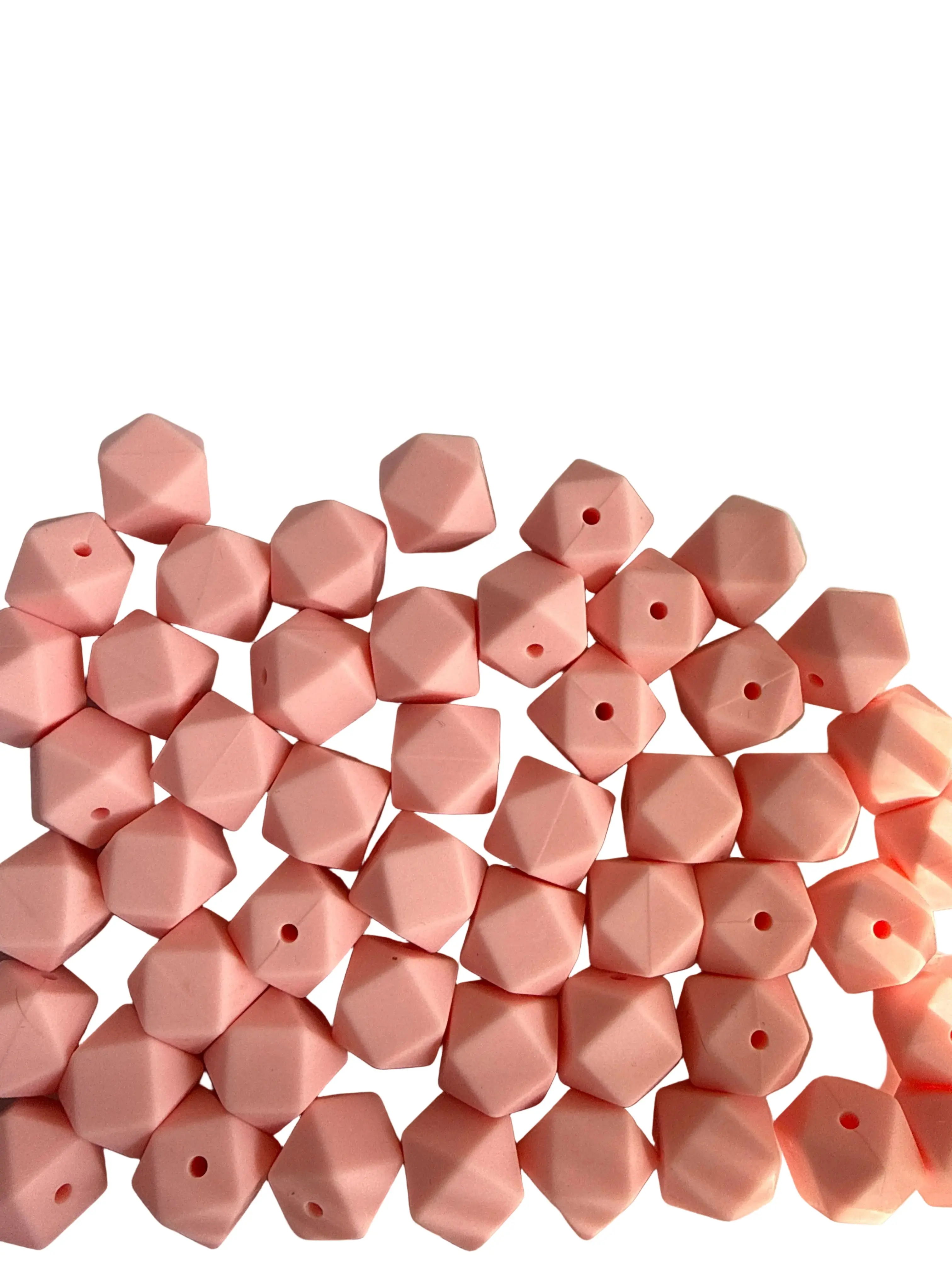SILB32- (10PCS) 18mm Hexagon BABY PINK Color SILICONE beads for DIY