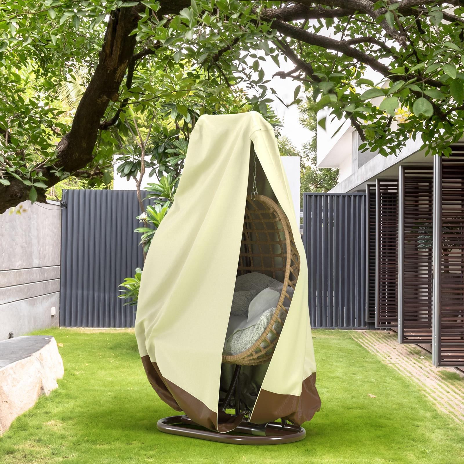 Multi-Size Waterproof Oxford Fabric Double Wicker Hanging Egg Chair Cover - PVC Inner Shield, Double Stitched, Full Outdoor Protection for Rocking Patio Furniture