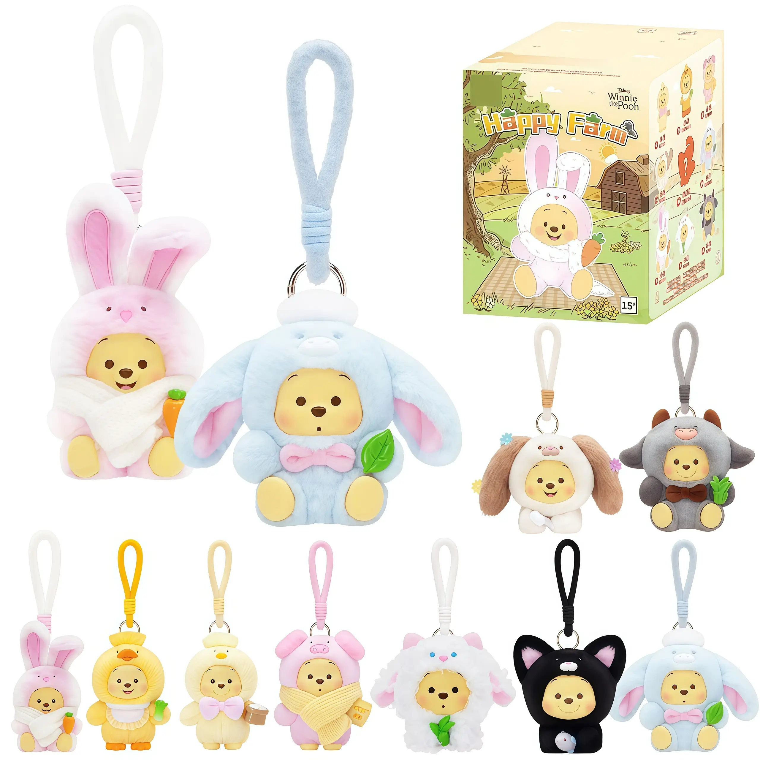 MINISO Disney Winnie The Pooh Farm Animal Series Blind Box Desktop Ornament/Hanging Ornament Winnie The Pooh Easter Gift(Random one) Cute Collectible