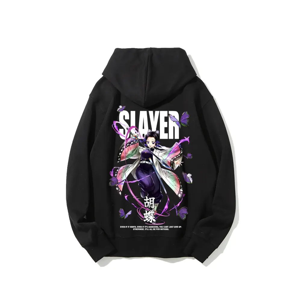 Menswear Demon Slayer Shinobu Kocho Hoodie, Anime Streetwear Unisex Casual Tops, Kimetsu Fan Art Design Sweatshirts, Comfortable Fabric Couple Gift, Pullover