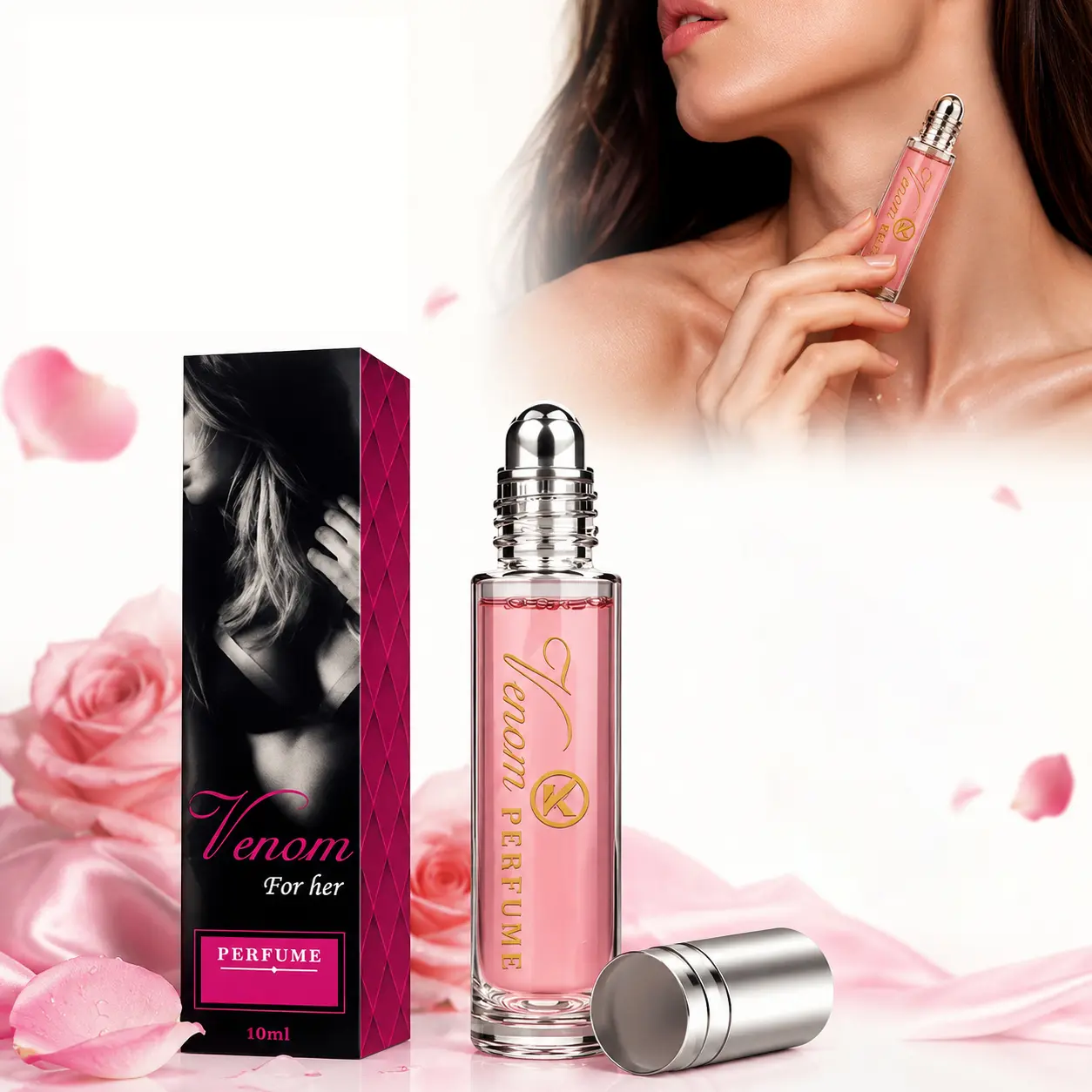 Venom Women's Allure Concentrated Pheromone Roll-On Perfume Oil - Unisex Aromatic Fruity Scent, Confidence-Boosting, Stylish Design, Daily Wear Perfumes, Romantic Gifts for Adult Fragrance Enthusiasts