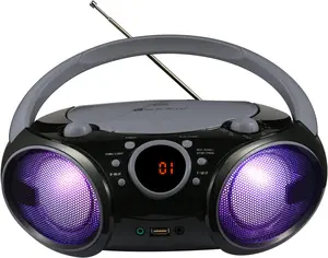 SINGING WOOD CD Boombox Portable/w Bluetooth USB MP3 Player AM/FM Radio AUX Headset Jack LED Backlit