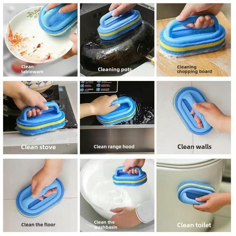 Buy one get one free,sponge cleaning brush, 2-pack,ergonomic handle, super soft high quality sponge cleaning brush, household bathroom and kitchen cleaning tool, suitable for bathtubs, sinks, tiles, efficient water absorption cleaning tool.