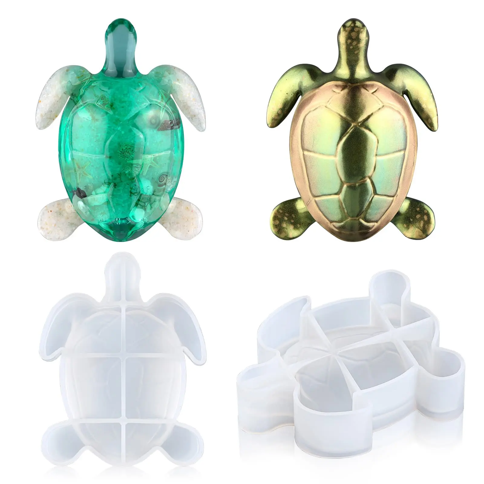 2pcs Turtle Resin Molds, Durable 3D Animal Silicone Molds for Epoxy Resin, Smaller Sea Turtle Marine Art Silicone Resin Molds for Craft, Ocean Theme Night Lights, Home Decor - LET'S RESIN