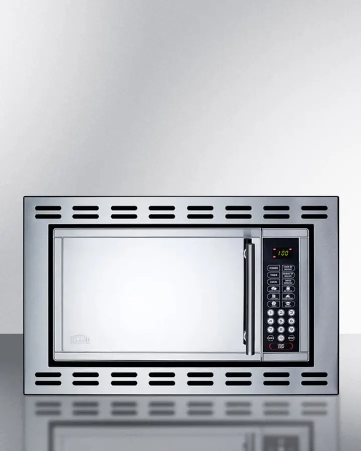 Summit Appliance Compact Built-In Microwave Oven - Stainless Steel, Enclosed Installation Design, Ideal for Modern Home Decor