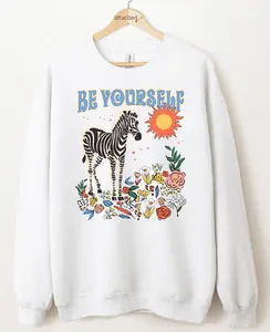 Be Yourself Zebra Graphic Top