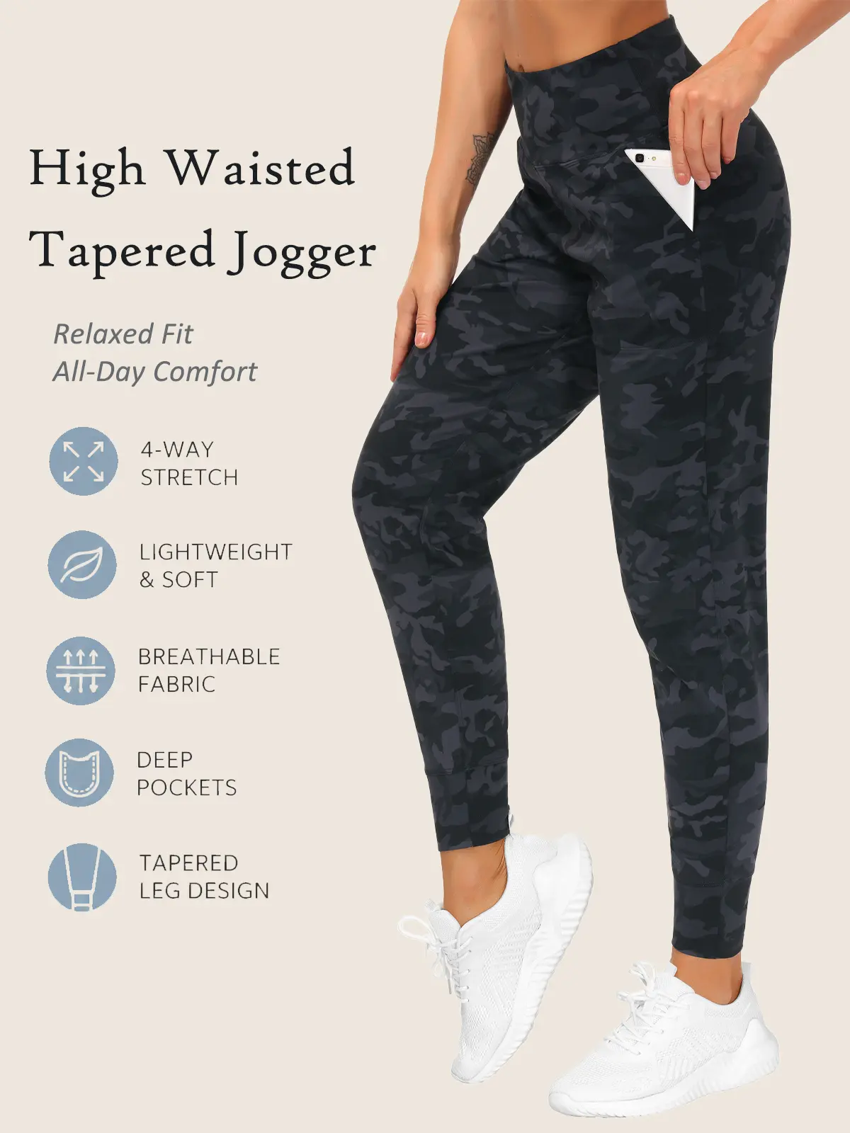 【THE GYM PEOPLE】Women's Joggers Pants Lightweight Athletic Leggings Tapered Lounge Pants for Workout, Loose Wide Leg Yoga Pants, Yoga, Running