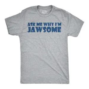 Youth Ask Me Why Im Jawsome Cool Movie Great White Shark Shirt Costume for Kids Funny T Shirts Shark Tops for Kid Funny Movie Short Sleeve Novelty Tees for Kids Light Grey