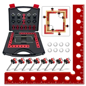 Upgraded 12-Piece Right Angle Clamp Set - Heavy Duty Aluminum L-Square & Bar Clamps for One-Person Cabinet Assembly | Fast & Accurate Corner Jig for Woodworking, Shelves & Frames