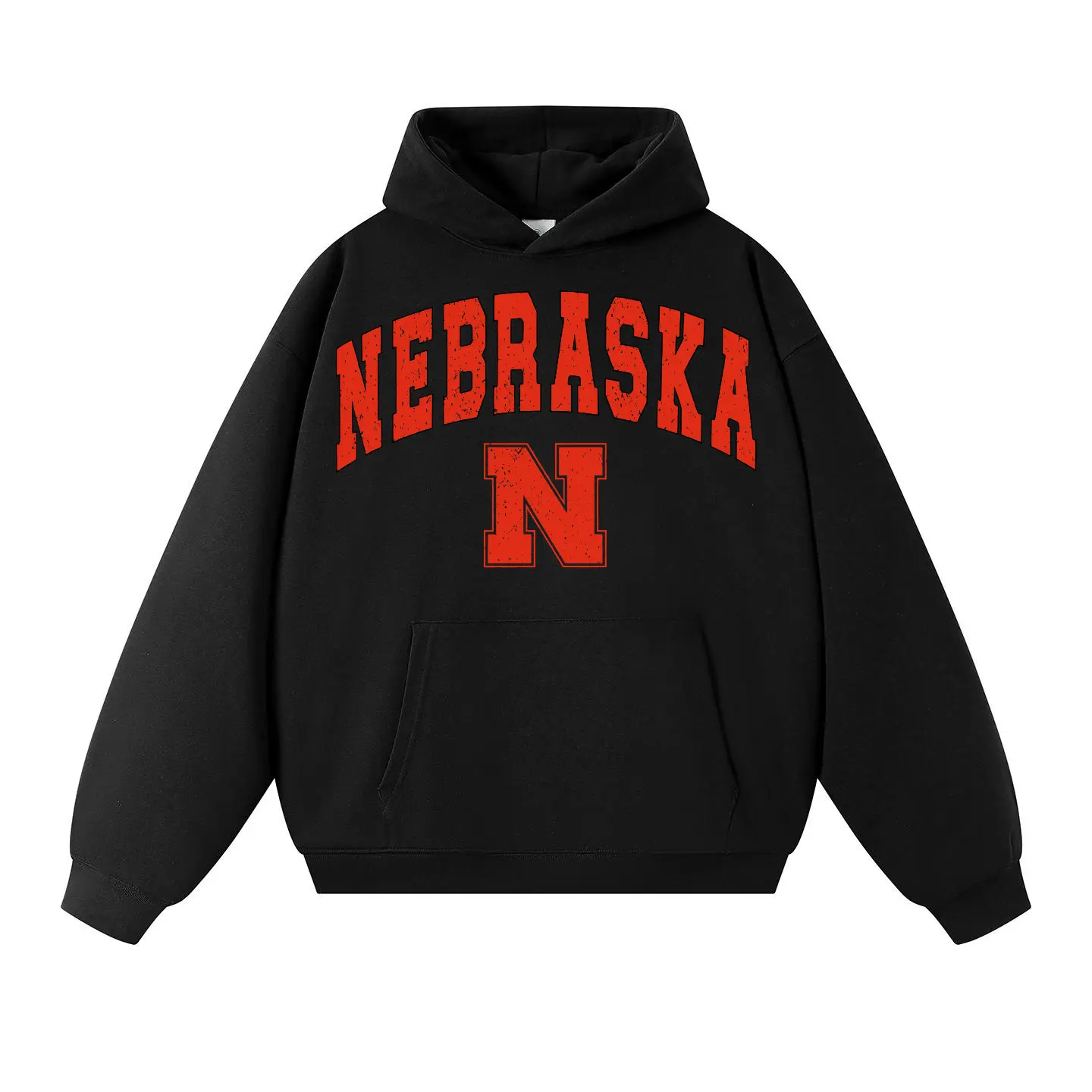 Nebraska N Graphic Hoodie Sweatshirt T-Shirt, Vintage College Style Letter Print Pullover, Classic American State Casual Apparel