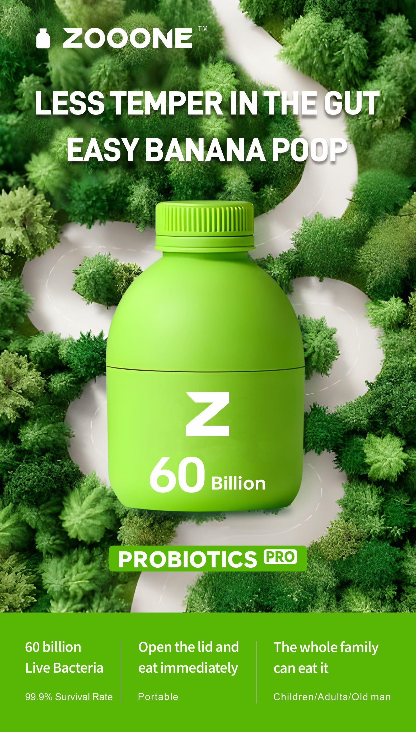 ZOOONE Probiotics[PRO] 60 Billion CFU - 30 Bottles x 0.7oz - Edible, Fitness