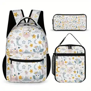 3-Piece High-End Aesthetic Backpack Set – Multi-Functional Backpack with Matching Handbag & Tote, Original Artistic Design, Stylish School Bag for Back to School, Travel & Daily Use – Trendy Creative Backpack Collection print backpack set