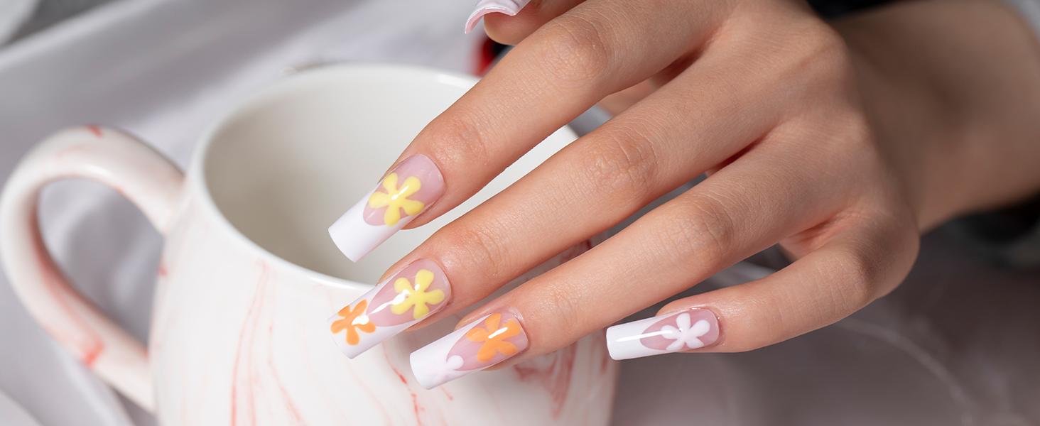 SXC Cosmetics French Tip Press On Nails, Pink Starter Kit, Ultra Fit with Pre-applied Tip Primer and Base Coat, Nail Art DIY X-Pro Tips Kit Nail Care